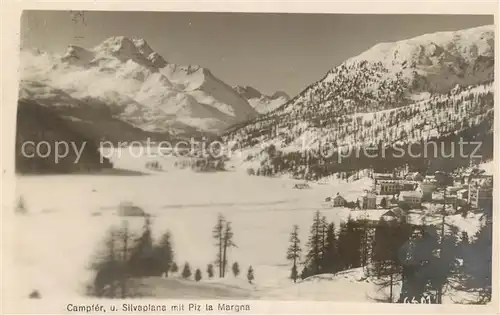 AK / Ansichtskarte Campfer_St_Moritz_GR mit Silvaplana und Piz la Margna Campfer_St_Moritz_GR