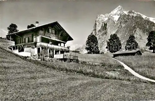 AK / Ansichtskarte Grindelwald Tea Room Chalet Grindelwaldstuebli mit Wetterhorn Berner Alpen Grindelwald