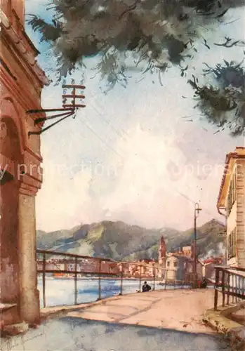 AK / Ansichtskarte  Rapallo_IT Via Avenaggi e ponte sul Torrente Tuja Carta artista 