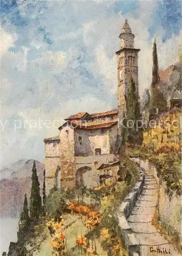 AK / Ansichtskarte Morcote_Lago_di_Lugano_TI Chiesa Carta Artista 