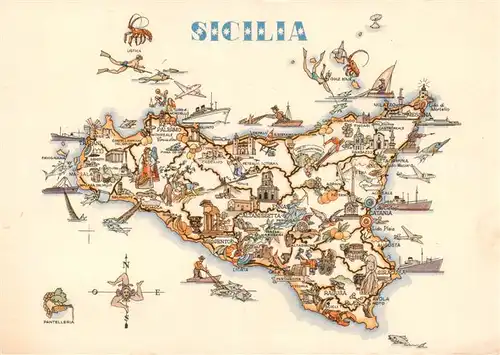 AK / Ansichtskarte 73802617 Sicilia_IT Inselkarte 