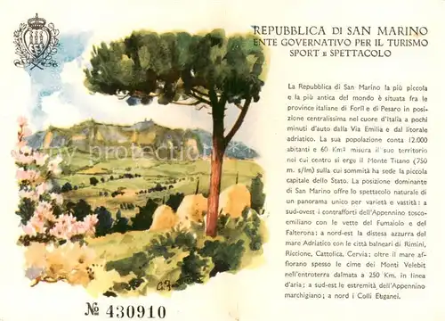 AK / Ansichtskarte  San_Marino_Repubblica Panorama Carta Artista San_Marino_Repubblica