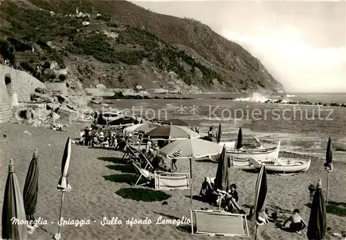 AK / Ansichtskarte 73802623 Moneglia_Liguria_IT Spiaggia Sullo sfondo Lemeglio 