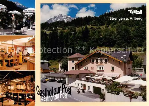 AK / Ansichtskarte 73802844 Strengen Gasthof zur Post Terrasse Gaststube Bar Strengen