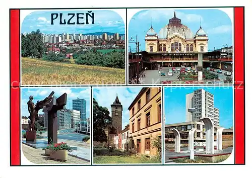 AK / Ansichtskarte 73802858 Plzen_Pilsen Pohled k sidlisti Lochatin Gottwaldovo nadrati Charkovske nabrezi Vodarenska vez Areal uchovskych skol Plzen Pilsen