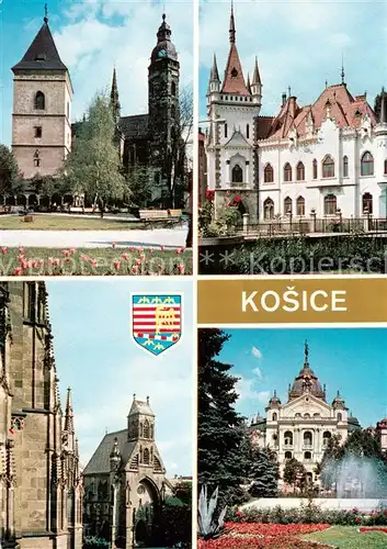 AK / Ansichtskarte 73802865 Kosice_Kassa_Kaschau_Slovakia Urbanova veza a goticky dom Jakabov palac Michalska kapinka a detail gotickeho domu Statne divadlo 