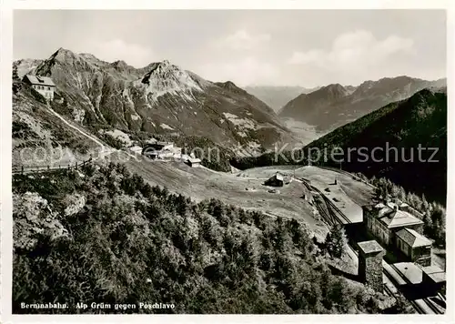 AK / Ansichtskarte Alp_Gruem Berninabahn Blick gegen Poschiavo Alp_Gruem
