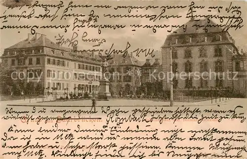 AK / Ansichtskarte  Saarbruecken Schlossplatz mit Bismarckdenkmal Saarbruecken