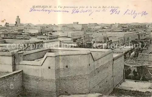 AK / Ansichtskarte  Marrakech_Marrakesch_Maroc Vue panoramique prise de la rue de Bab el Klemis 