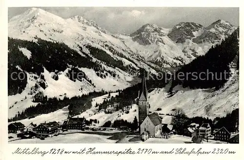 AK / Ansichtskarte  Mittelberg_Kleinwalsertal_AT mit Hammerspitze und Schafalpen 