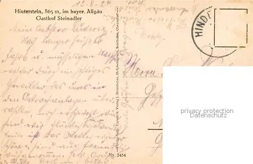 AK / Ansichtskarte  Hinterstein_Bad_Hindelang Gasthof Steinadler Hinterstein_Bad_Hindelang