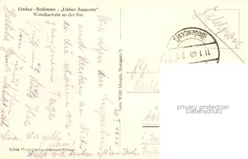 AK / Ansichtskarte  Lindau_Bodensee Lieber Augustin Wandkacheln an der Bar Feldpost Lindau Bodensee