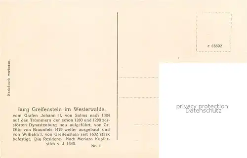 AK / Ansichtskarte  Burg_Greifenstein_Westerwald Panorama Burg_Greifenstein