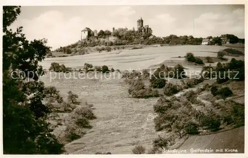 AK / Ansichtskarte 73803403 Burg_Greifenstein_Westerwald Schlossruine mit Kirche Burg_Greifenstein