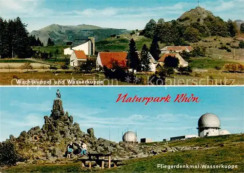 AK / Ansichtskarte  Wasserkuppe_Rhoen Wachtkueppel Fliegerdenkmal Panorama Wasserkuppe Rhoen