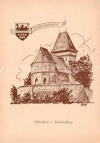 AK / Ansichtskarte  Eibesdorf_Siebenbuergen_Ighisu-Nou_Medias_RO Kirchenburg Zeichnung 