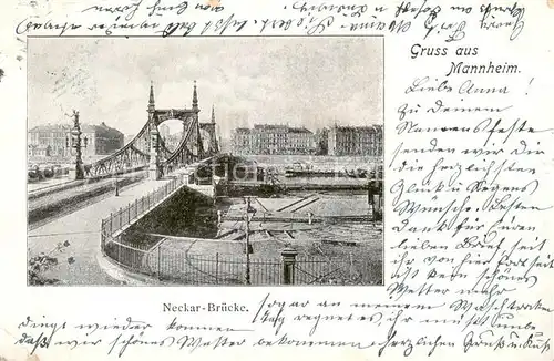 AK / Ansichtskarte  Mannheim Neckar Bruecke Mannheim