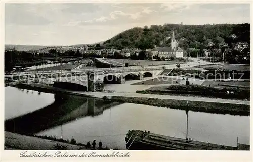 AK / Ansichtskarte  Saarbruecken Partie an der Bismarckbruecke Saarbruecken