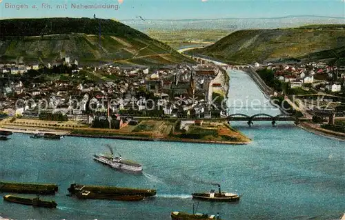 AK / Ansichtskarte  Bingen_Rhein mit Nahemuendung Bingen Rhein