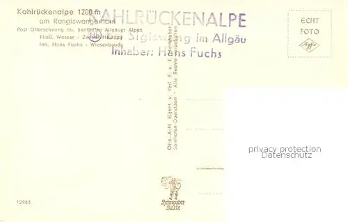 AK / Ansichtskarte  Ofterschwang Kahlrueckenalpe am Rangiswangerhorn Ofterschwang