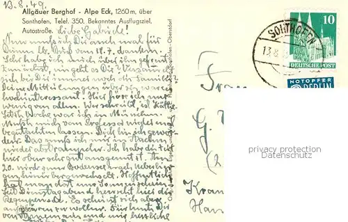 AK / Ansichtskarte  Sonthofen__Oberallgaeu Allgaeuer Berghof Alpe Eck Terrasse 