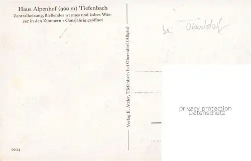 AK / Ansichtskarte  Tiefenbach_Oberstdorf Gasthof Hotel Haus Alpenhof Winterlandschaft Allgaeuer Alpen Tiefenbach_Oberstdorf