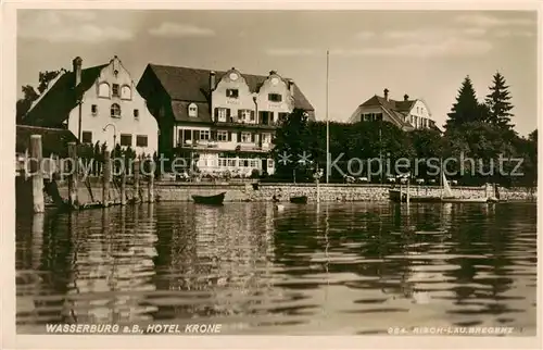 AK / Ansichtskarte  Wasserburg_Bodensee Hotel Krone Ansicht vom See aus Wasserburg Bodensee