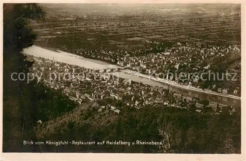 AK / Ansichtskarte 73804054 Heidelberg_Neckar Blick vom Koenigstuhl Restaurant auf Heidelberg und Rheinebene Heidelberg Neckar