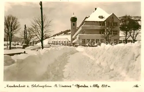 AK / Ansichtskarte  Pfronten Krankenhaus und Erholungsheim St. Vinzenz im Winter Pfronten