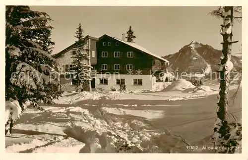 AK / Ansichtskarte  Sonthofen__Oberallgaeu Berggasthaus Allgaeuer Berghof Winterlandschaft mit Gruenten Allgaeuer Alpen Alpe Eck 