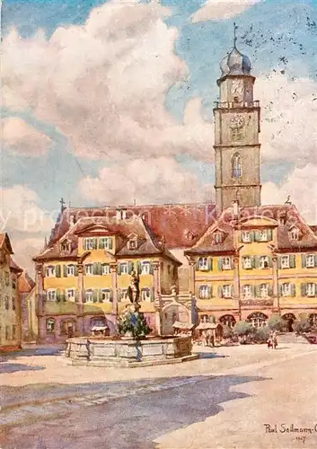 AK / Ansichtskarte  Bad_Mergentheim Rathaus Kuenstlerkarte Bad_Mergentheim