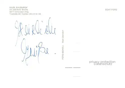 AK / Ansichtskarte  Hinterstein_Bad_Hindelang Haus Walburga Hinterstein_Bad_Hindelang