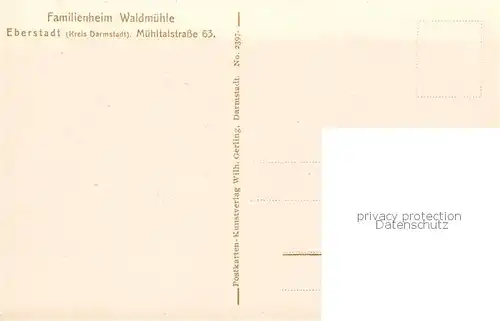 AK / Ansichtskarte  Eberstadt_Darmstadt Familienheim Waldmuehle Eberstadt_Darmstadt