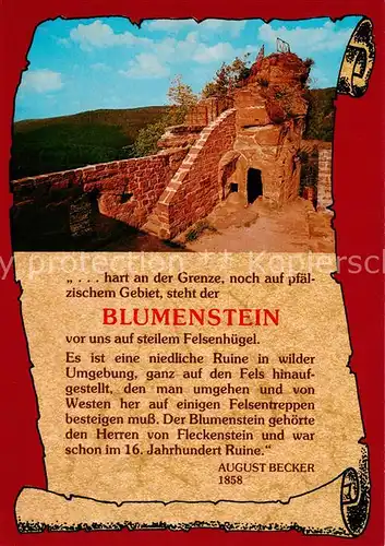 AK / Ansichtskarte 73804311 Blumenstein_Burgruine_Schoenau_Pfalz_Wasgau Burgansicht 