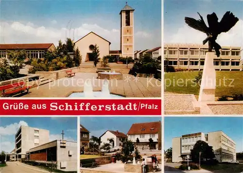 AK / Ansichtskarte  Schifferstadt Ev Gemeindezentrum Real Schule Altersheim Konrad Adenauer Platz Neues Rathaus Schifferstadt