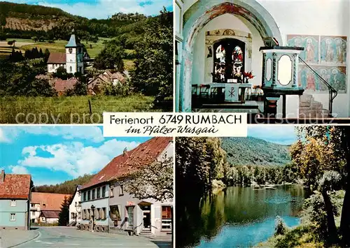 AK / Ansichtskarte 73804317 Rumbach_Rheinland-Pfalz Wehrkirche Fresken Ortsmitte Brauntalweiher Rumbach_Rheinland-Pfalz