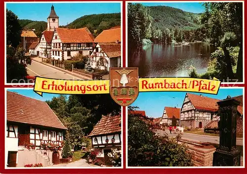 AK / Ansichtskarte 73804318 Rumbach_Rheinland-Pfalz Ortspartie Weiher Fachwerkhaeuser Brunnen Rumbach_Rheinland-Pfalz