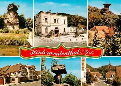 AK / Ansichtskarte 73804319 Hinterweidenthal Teufelstisch Kreissparkasse Fachwerkhaeuser Dorfstrasse Hinterweidenthal