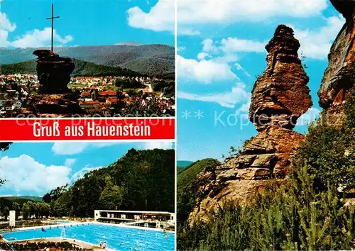 AK / Ansichtskarte 73804322 Hauenstein__Pfalz Panorama Schwimmbad Felsen 