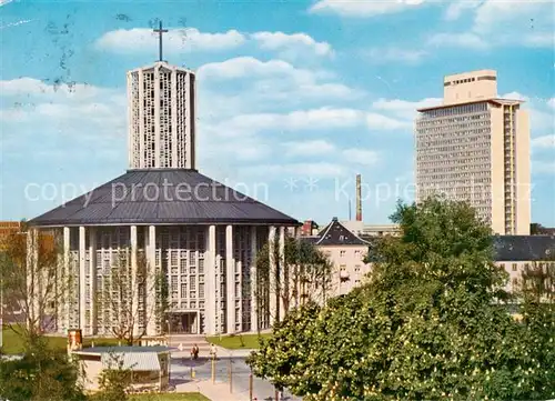 AK / Ansichtskarte  Ludwigshafen__Rhein Friedenskirche und BASF Hochhaus 