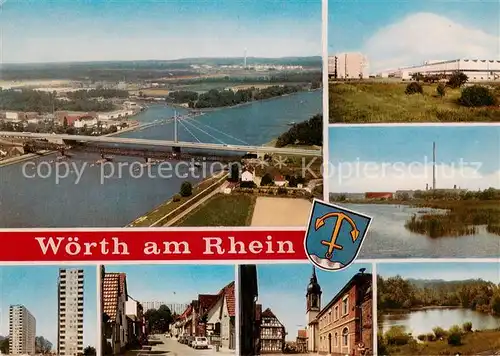 AK / Ansichtskarte  Woerth_Rhein Fliegeraufnahme Ortspartien Weiher Woerth Rhein