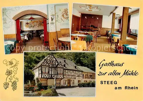 AK / Ansichtskarte  Steeg_Bacharach Gasthaus zur alten Muehle Gastraeume Steeg Bacharach