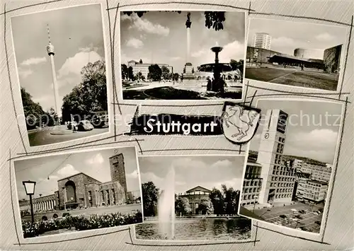 AK / Ansichtskarte  Stuttgart Fernsehturm Schlossplatz Liederhalle Hauptbahnhof Staatstheater Rathaus Stuttgart