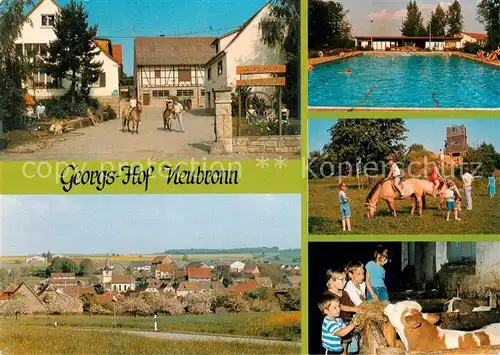 AK / Ansichtskarte  Neubronn_Laudenbach Ferien auf dem Georgs Hof Reiten Schwimmbad Panorama Neubronn_Laudenbach