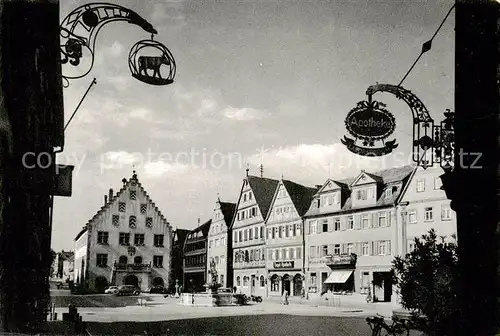 AK / Ansichtskarte  Bad_Mergentheim Rathaus und Milchlingsbrunnen Bad_Mergentheim