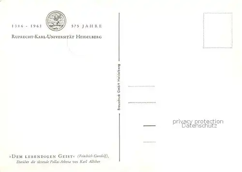 AK / Ansichtskarte  Heidelberg_Neckar Skulptur Ruprecht Karl Universitaet Heidelberg Neckar