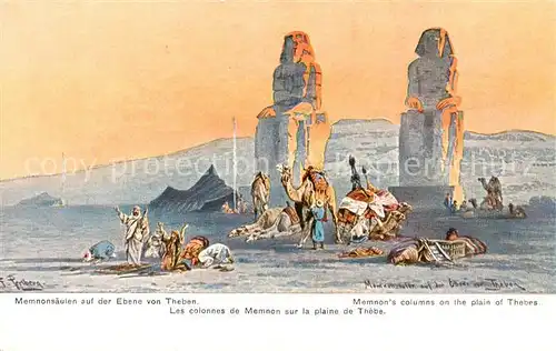 AK / Ansichtskarte  Theben__Egypt Memnonsaeulen auf der Ebene von Theben Kuenstlerkarte Serie 672 aegypten I No. 6 