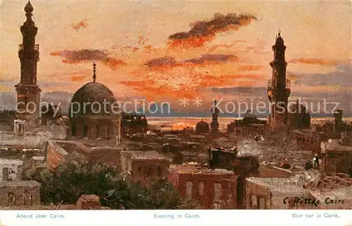 AK / Ansichtskarte  Cairo_Egypt Evening in the city Abendstimmung C. Wuttke Kuenstlerkarte Serie 795 aegypten No. 31 Cairo Egypt