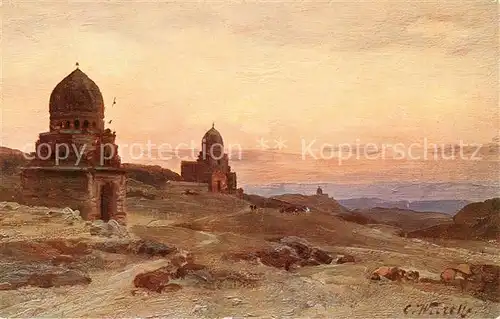 AK / Ansichtskarte  Cairo_Egypt Graeber der Kalifen Tombeaux des Califes C. Wuttke Kuenstlerkarte Cairo Egypt
