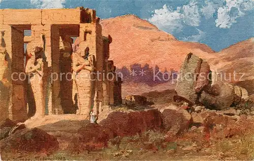 AK / Ansichtskarte 73804511 Theben__Egypt Ramesseum Antike Staette C. Wuttke Kuenstlerkarte 
